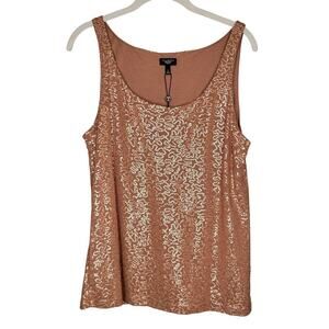 NWT Talbots tank top womens size L Petite brown sequin shimmer summer‎ fun LP
